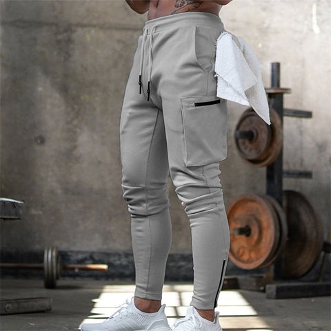 Mens Jogger Pnats Sweatpants Man Gyms Workout Fitness Cotton Trousers Male Casual Fashion Skinny Track Pants Zipper design Pants